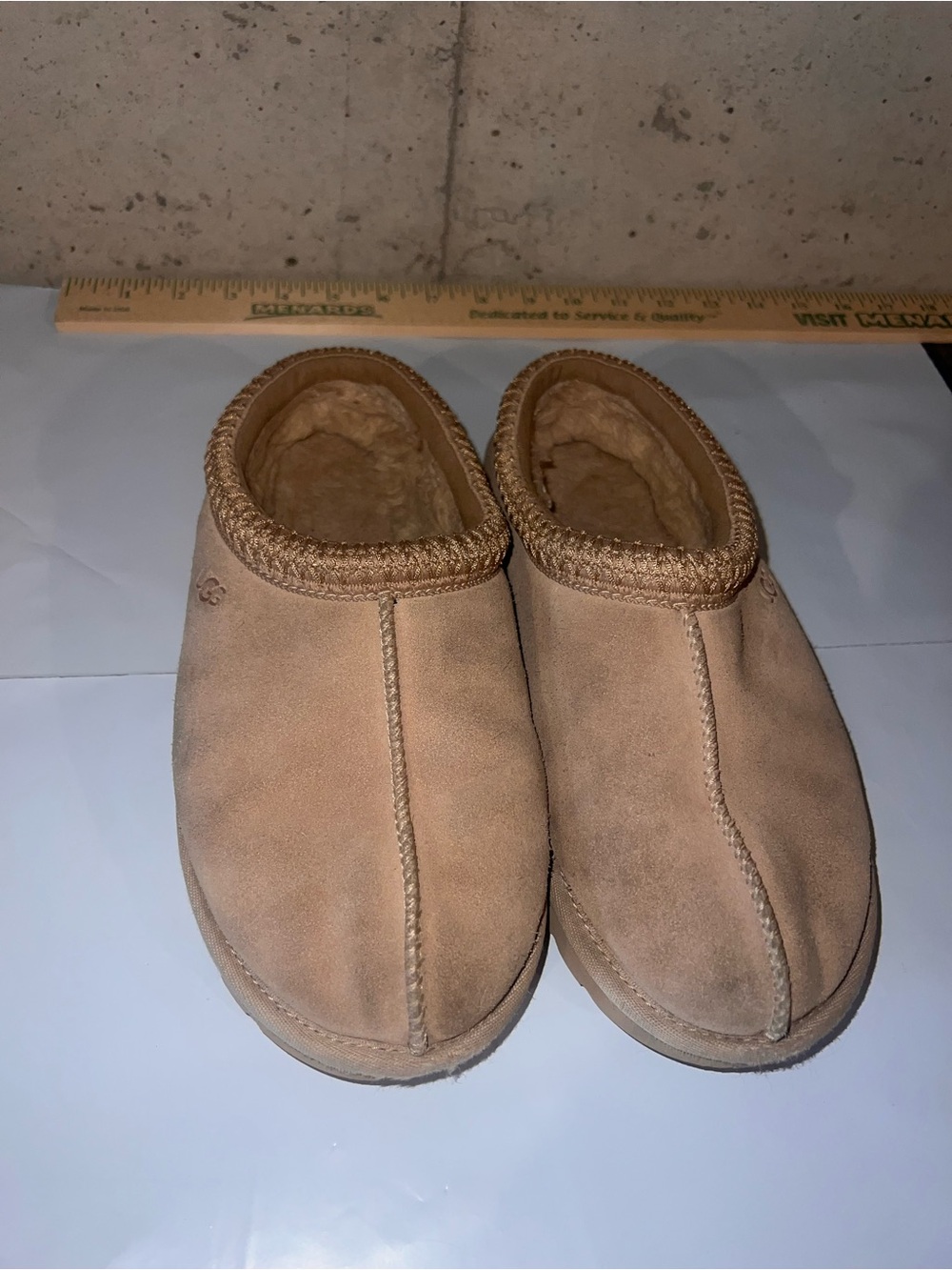 UGG Women's Tan Suede Shearling-Lined Slip-On Flats
